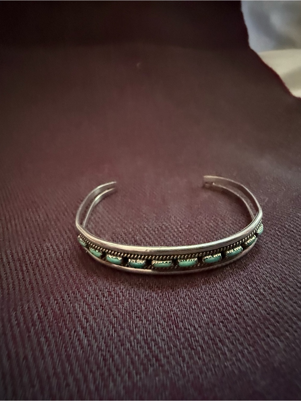 Sterling Silver Turquoise Accent Zuni style Cuff Bracelet - Women Jewelry
